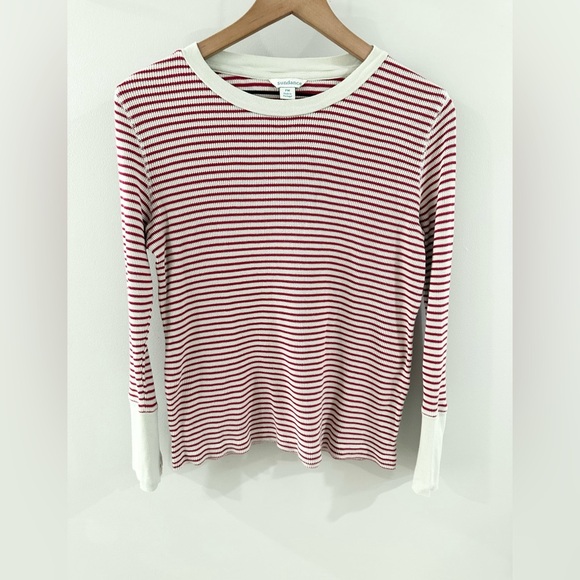 Sundance ‘Elemental’ Casual Striped Top Red Size Medium Petite - Picture 4 of 6